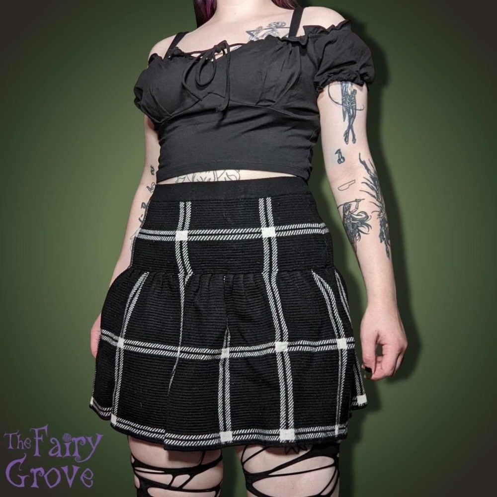 Plaid Knit Mini Skirt